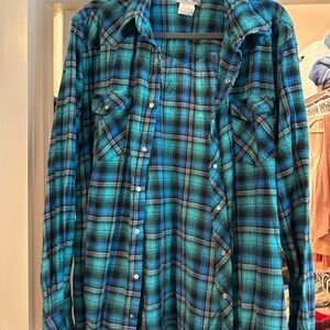 Wrangler Blue and Teal Plaid Shirt